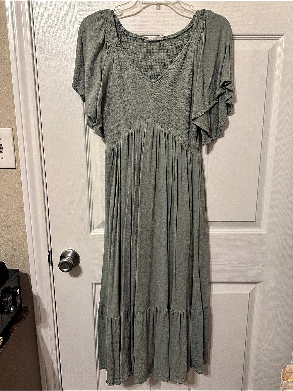 Tiered Maxi Dress in Green Size Medium